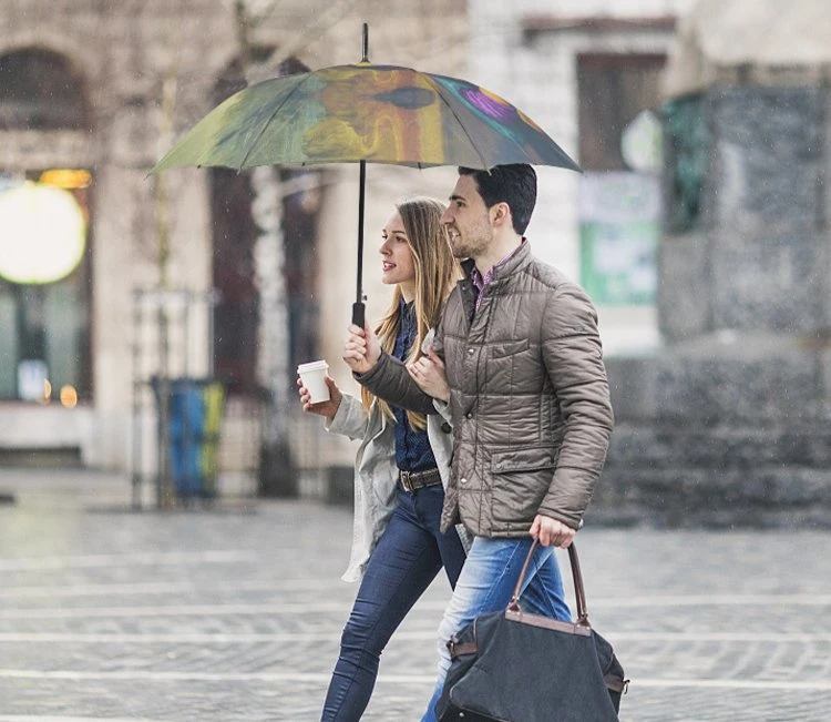 Fantasia elegante impressão digital personalizada e promocional para homem duradoura inquebrável personalizável Personalizado sem guarda-chuva reta mínima