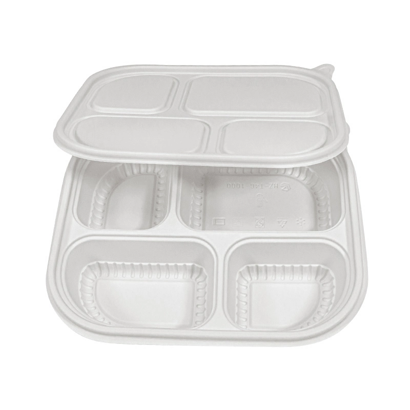 Recipientes desechables para comida Bandeja de comida rápida Caja de almuerzo biodegradable para Saque el contenedor de almidón de maíz