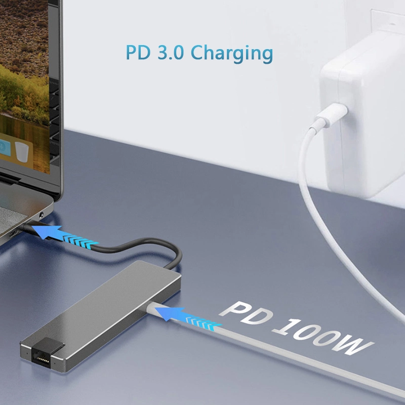 Newest 7 in 1 USB C to Ethernet Adapter Hub with HDMI, 100W Power Delivery and Dual Card Reader