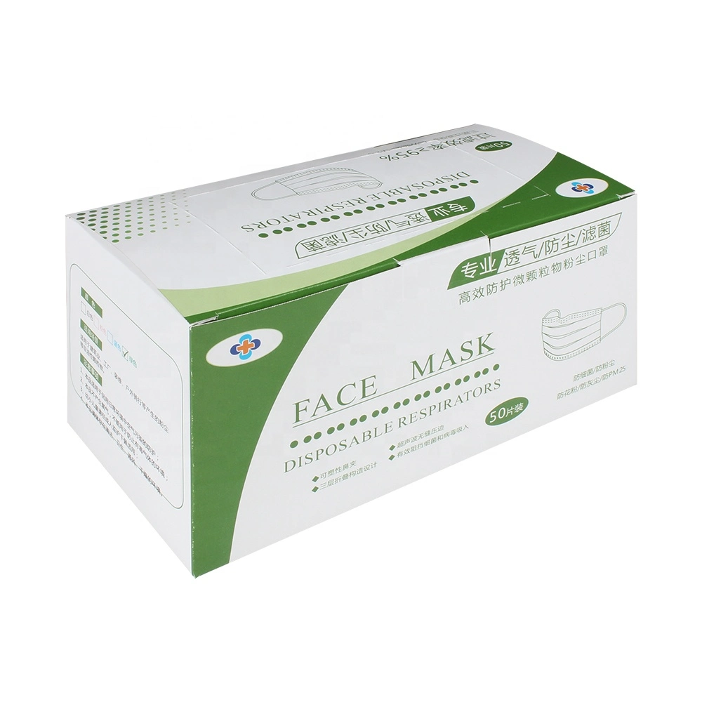 Custom Logo Printed White Card Surgical Face Mask Paper Gift Packing Packaging Carton Rectangle Folding Box