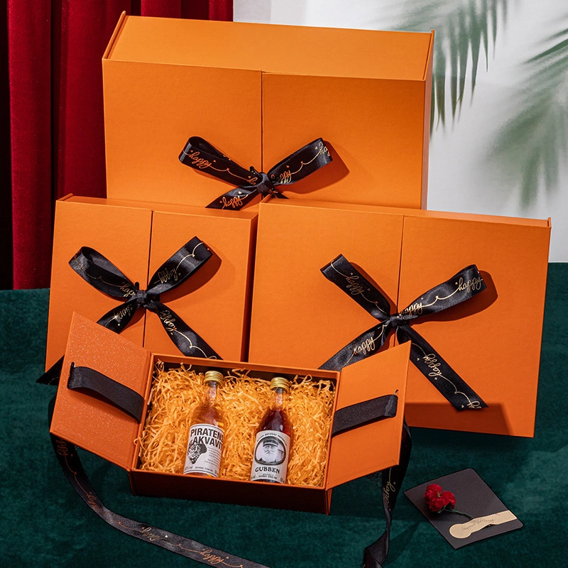 High-End Orange Gift Box Open Gift Box Empty Box Valentine's Day Birthday Gift Box