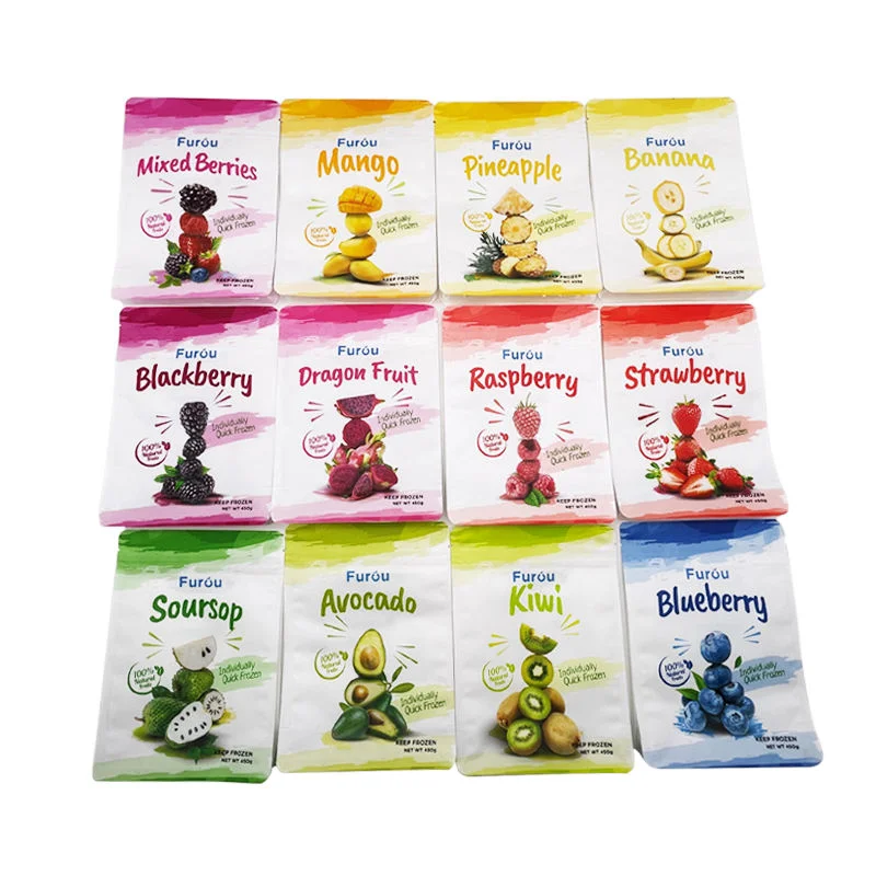 Customize Printed Series Frozen Fruit Stand up Bags Food Grade Pet PE Packaging Bags Eco Friendly Ziplock Pouch