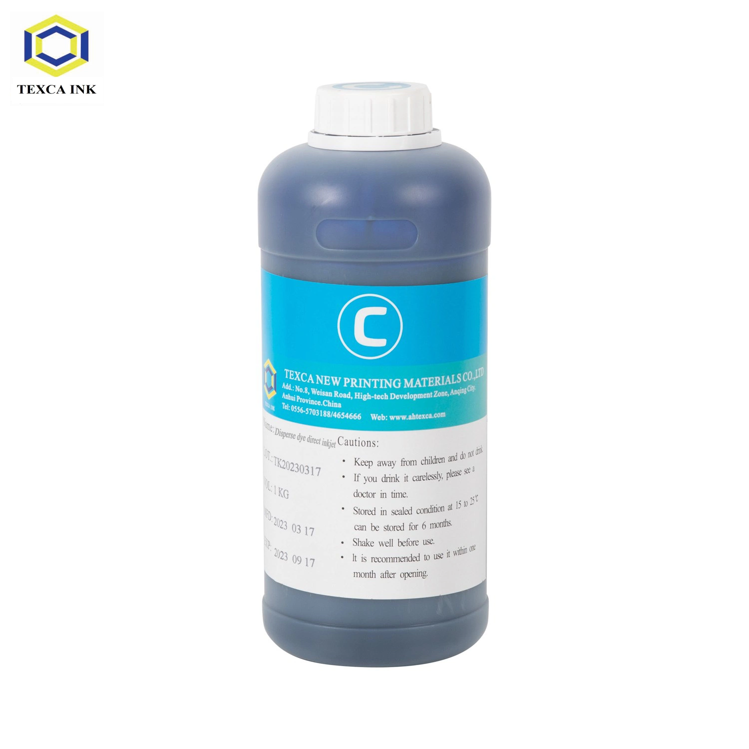 Disperse Direct Inkjet Dye Sublimation Ink Texca 1kg 5kg Cyan Bottle Digital Ink