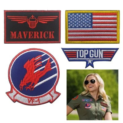 Personalización de la fábrica de Parches de insignias para Chaqueta Top Gun, vuelo de prueba, Maverick Ranger, VF-1, Tomcat, arma de combate de la Marina estadounidense, el escuadrón de la escuela