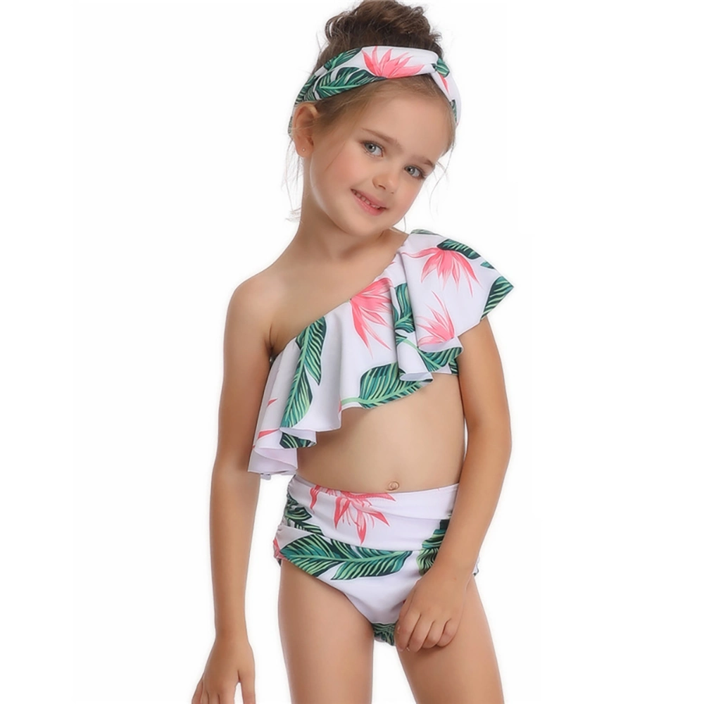 Children&prime; S New Swimsuit European and American Style Oblique Shoulder Single Lace Girls Bikini Fashion Children&prime; S Beach Sports Swimwear