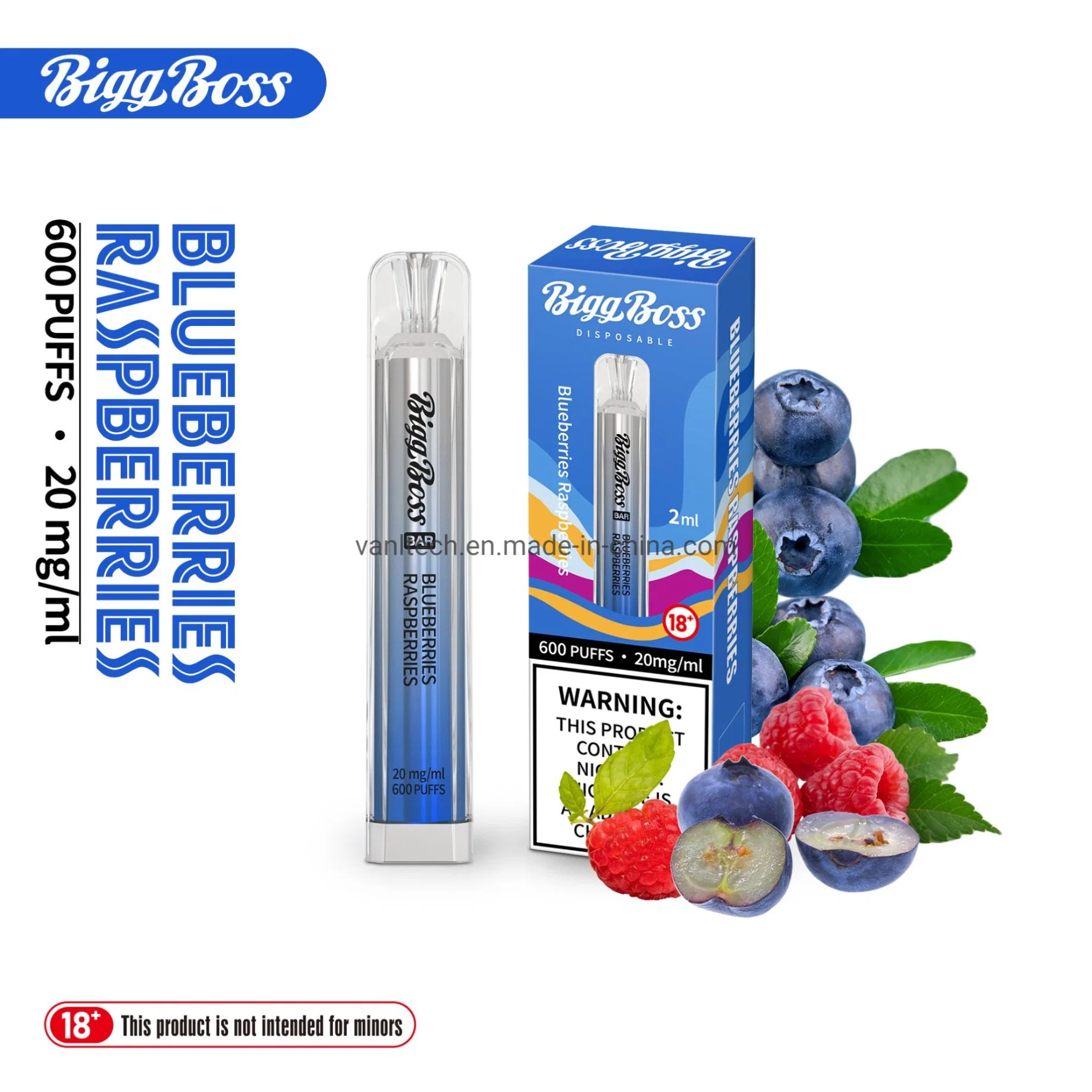 Pre-Filled Bigg Boss Bar 600 Puffs Fruit Flavor vape Disposable/Chargeable Vapes Nicotine Free E Cigarettes 20mg Nic Vape Juice Ske Crystal Bar