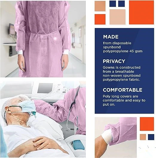 Disposable Isolation Gowns - Latex-Free, Fluid Resistant with Knitted Cuffs Universal Size