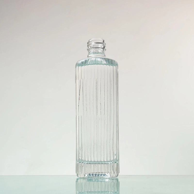 Transparent vide 1000ml 750ml 500ml boire des boissons de jus de l'eau minérale Voss bouteille en verre avec couvercle en plastique