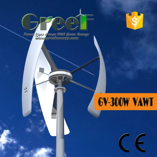 300W 1kw 2kw 160rpm Vertical Vawt Windturbine Generator for Home