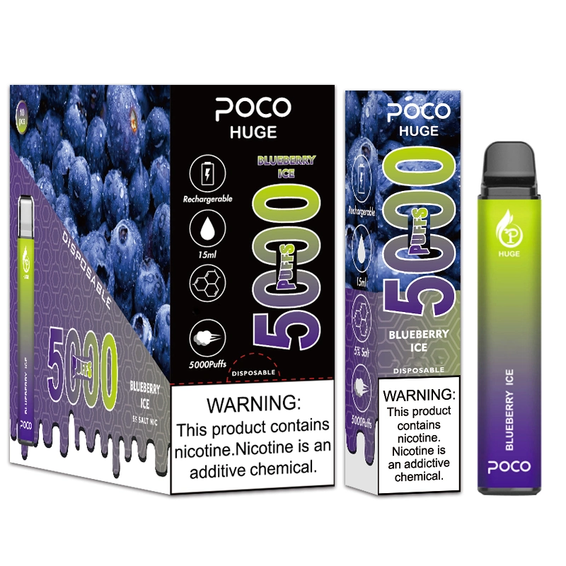 Poco Huge Disposable/Chargeable Vape Pen 5000 Puff Electronic Cigarette 15ml Mesh Coil Rechargeable Vaporizer Starter Kit 10 Flavors Newest 2023 USA EU Warehouse