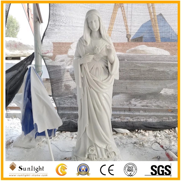 Natural Golden /White Carving Stone Marble Virgin Mary Statue for Religious Sculpture