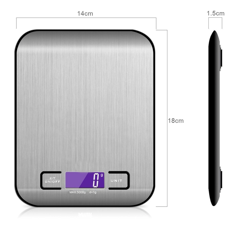 Báscula de cocina digital de 5kg/10kg de alimento de acero inoxidable de escala de medición de la balanza electrónica gramos escalas para la cocción de cocina