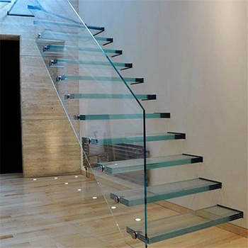 2019 European Style Modern Single Stringer Glass Stair Step