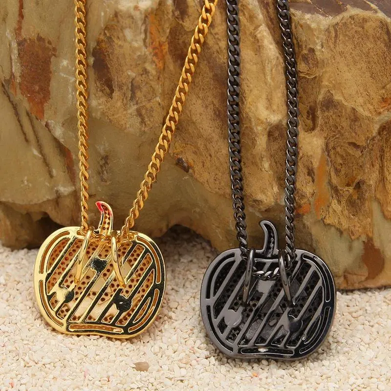 La mode européenne Hip Hop Bijoux pour hommes enfants partie don Halloween Jack-O-lanterne Collier pendentif