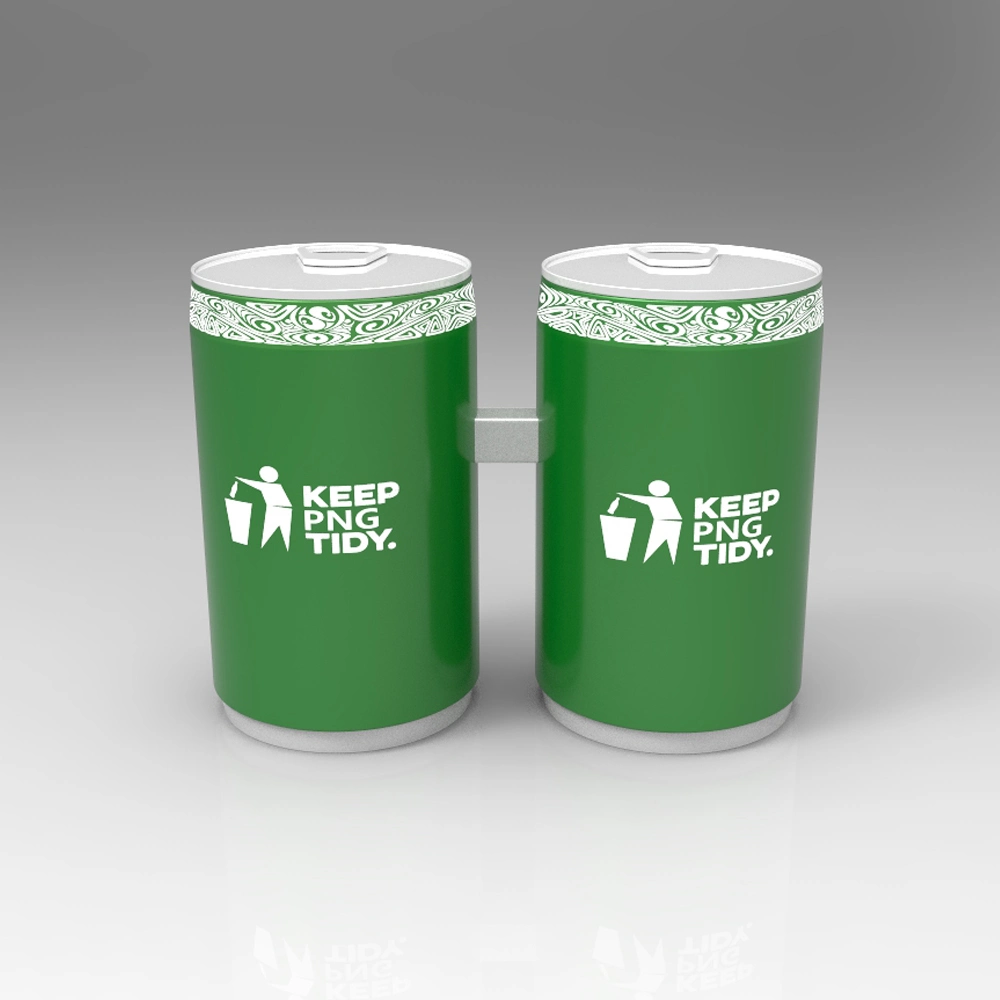 Double Bins Design Metal Waste Bin with Logo