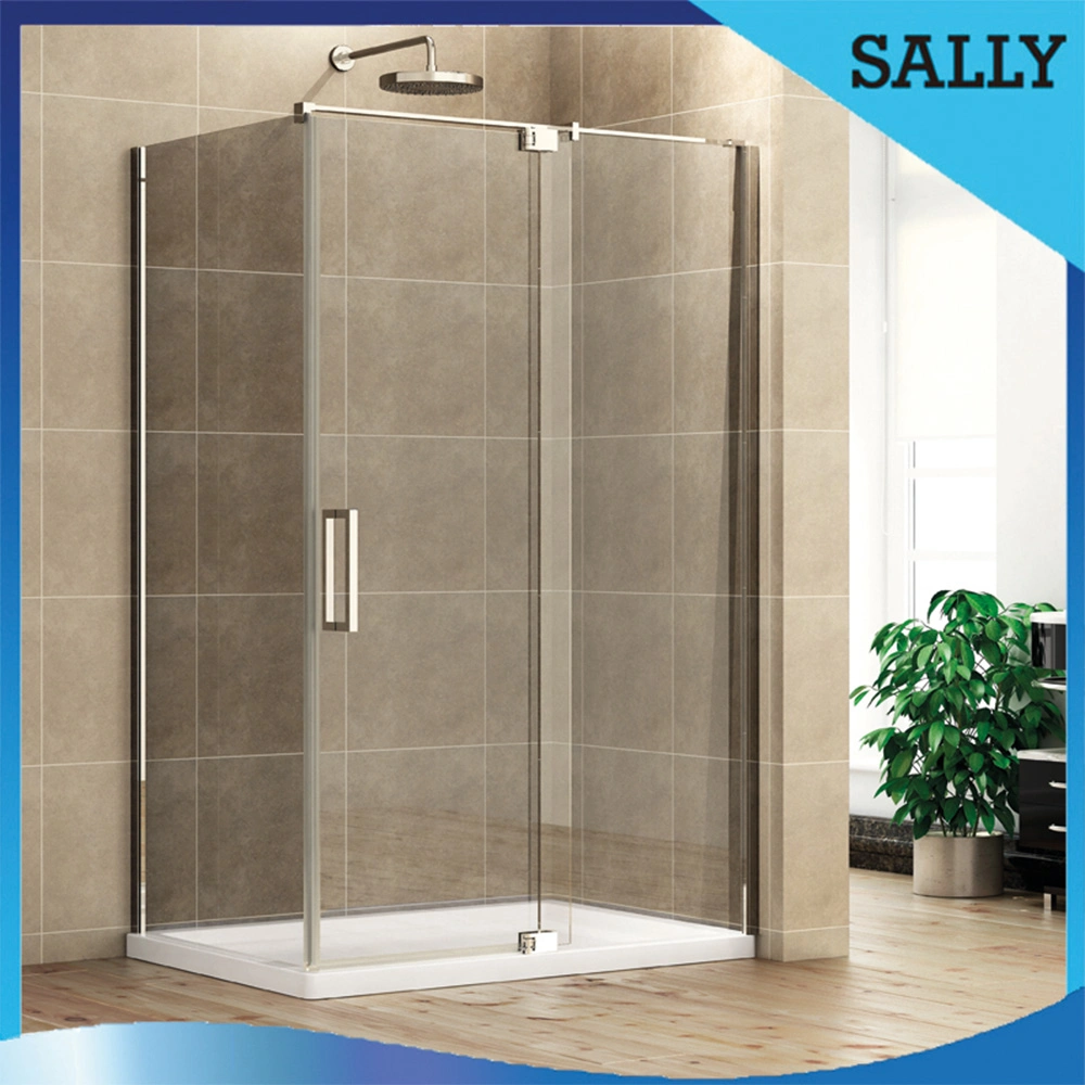 Sally Bathroom Polished Chrome 48X76 8mm Tempered Glass Hinge Shower Enclosure Shower Door with Side Panel