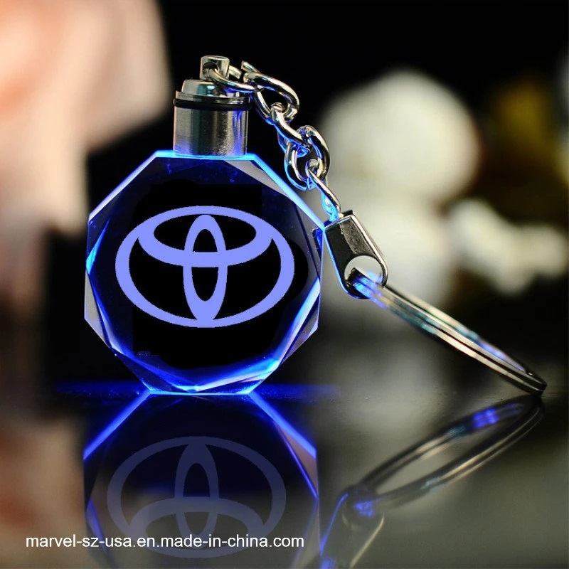 LED Crystal Keyring Engraved Car Logo Crystal Keychain Souvenir Gift