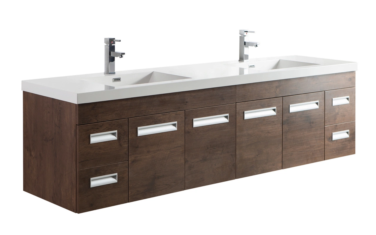 Cuarto de baño personalizadas vanidad madera MDF con la pintura mueble lavabo doble espejo enmarcado Vanit gabinete