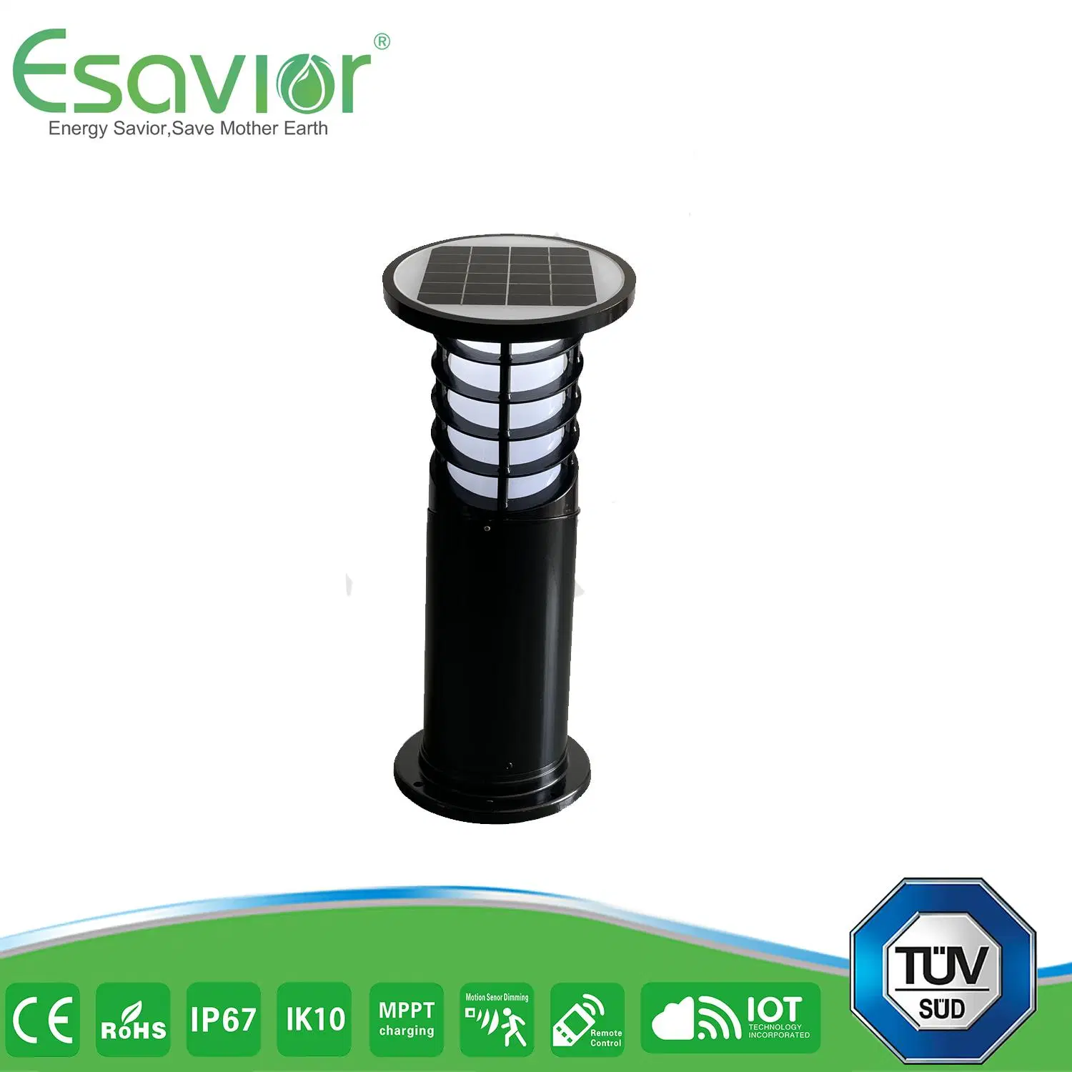 Esavior Solar Powered LED Outdoor Solar Bollard/Lawn/Garden Light