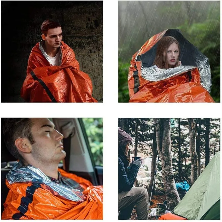 Emergency Sleeping Bags for Survival Mylar Blanket Tent Used for Emergency Camping Hiking, Hunting Outdoors Perfect for Medical