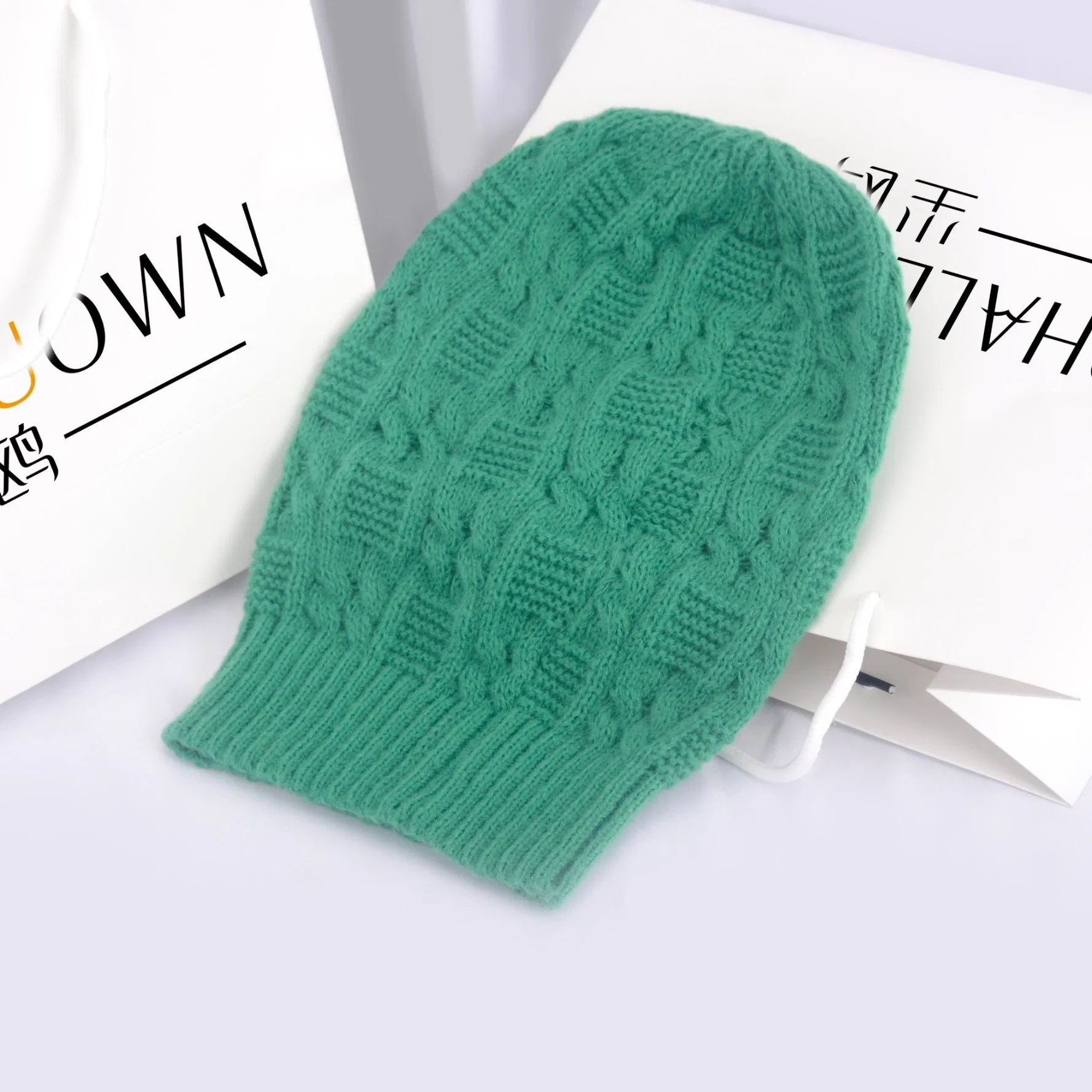 Slouchy Over-Sized Cable Slable Knitted Beanie Hat