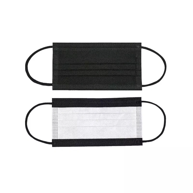 High Quality Premium Black and White Mask Disposable 3ply Earloop Face Mask with Flat Earloop