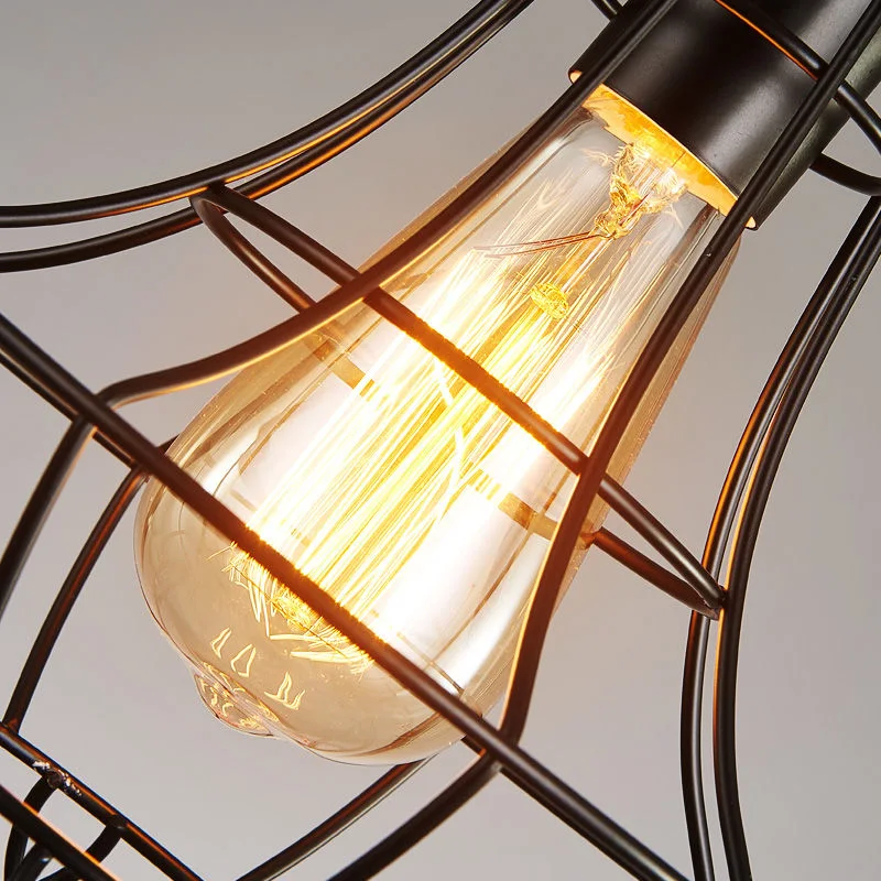 Factory Price Kitchen Lamp Fixture E27 LED Vintage Cage Pendant Light for Living Room Decor