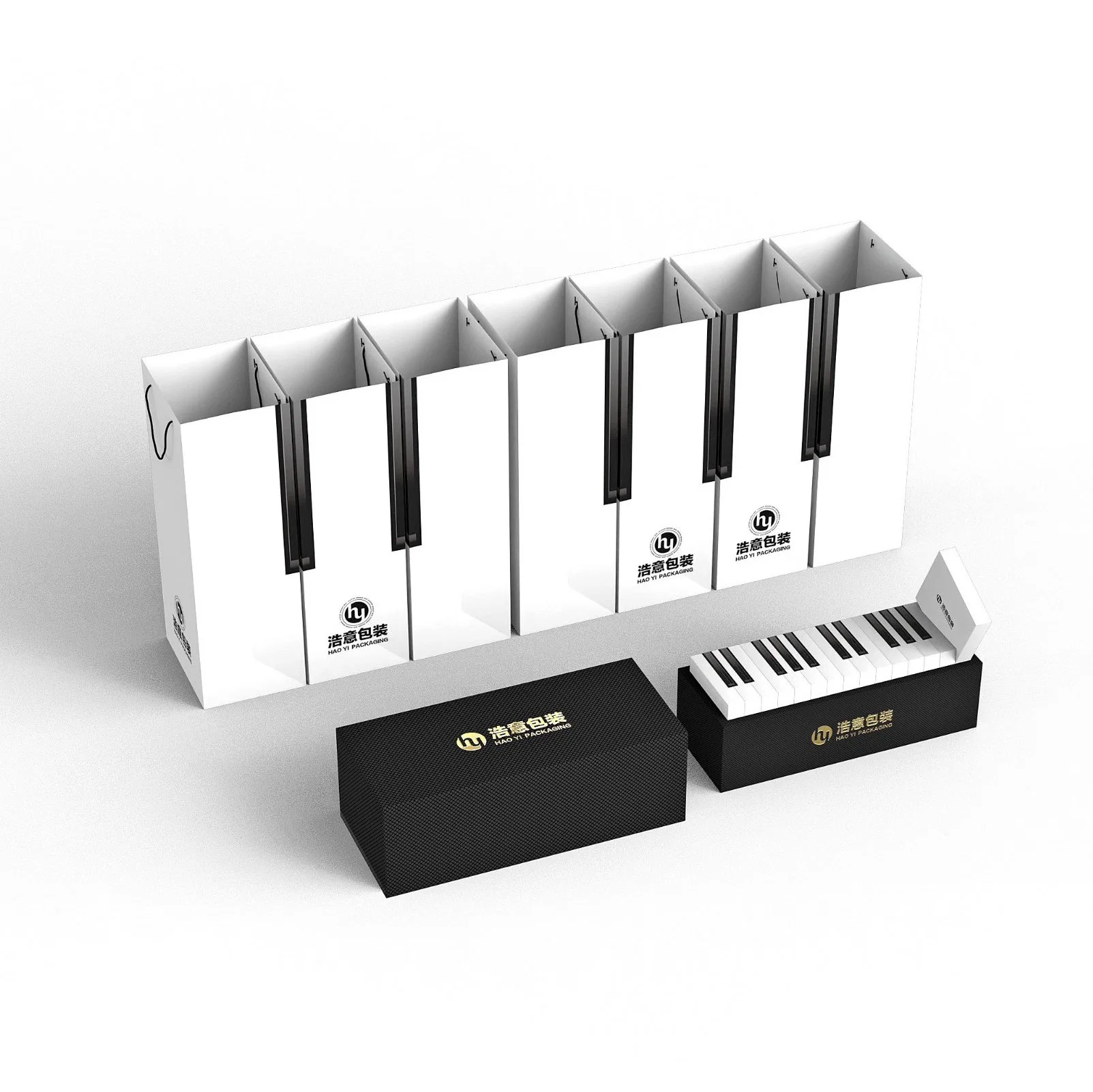 Benutzerdefinierte Piano Design beschichtetes Papier Geschenkbox mit Tasche für Verpackung Karton Box