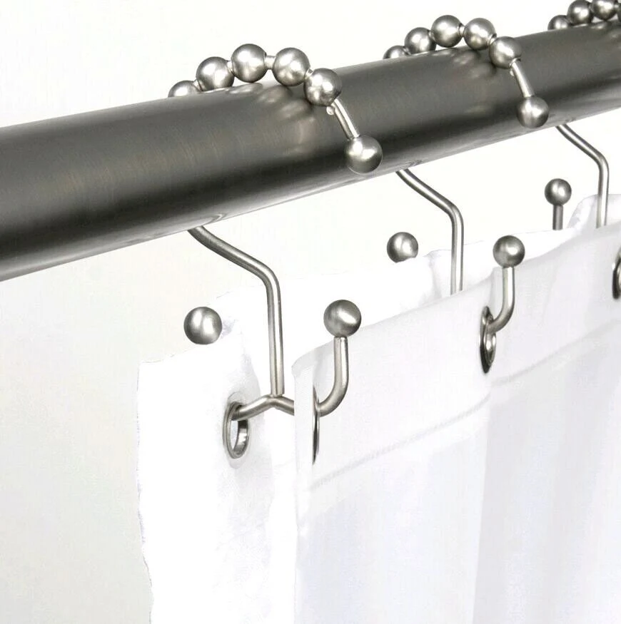 Wholesale/Supplier Metal Steel Black Color Shower Curtain Hooks 8 Beads