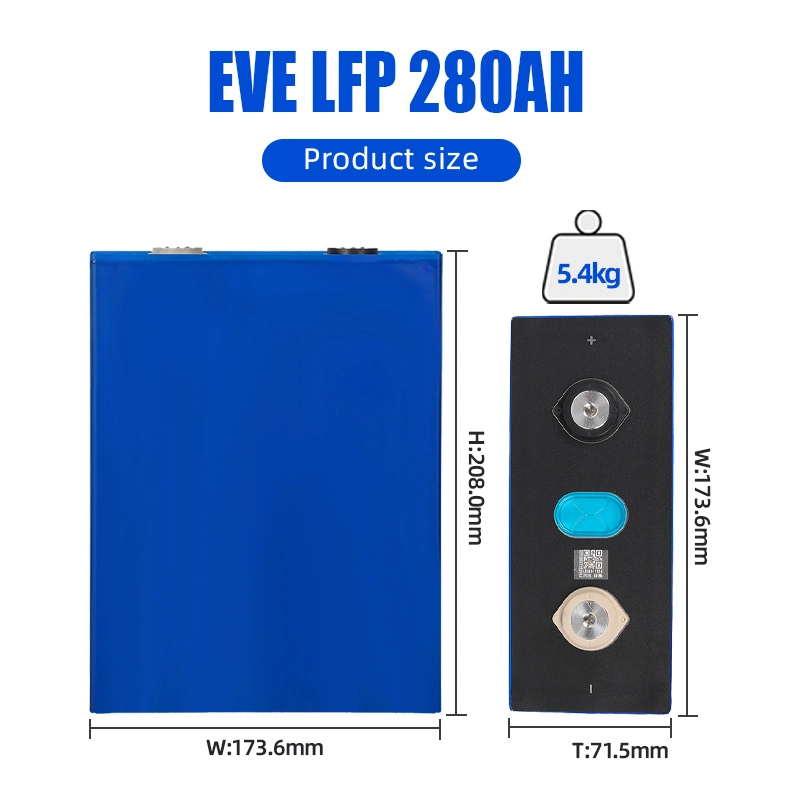 Grade a+ 3.2V 280ah LiFePO4 Battery Cell Pack Electric Bus Primary Batteries Digital Battery for Solar and Wind Power System