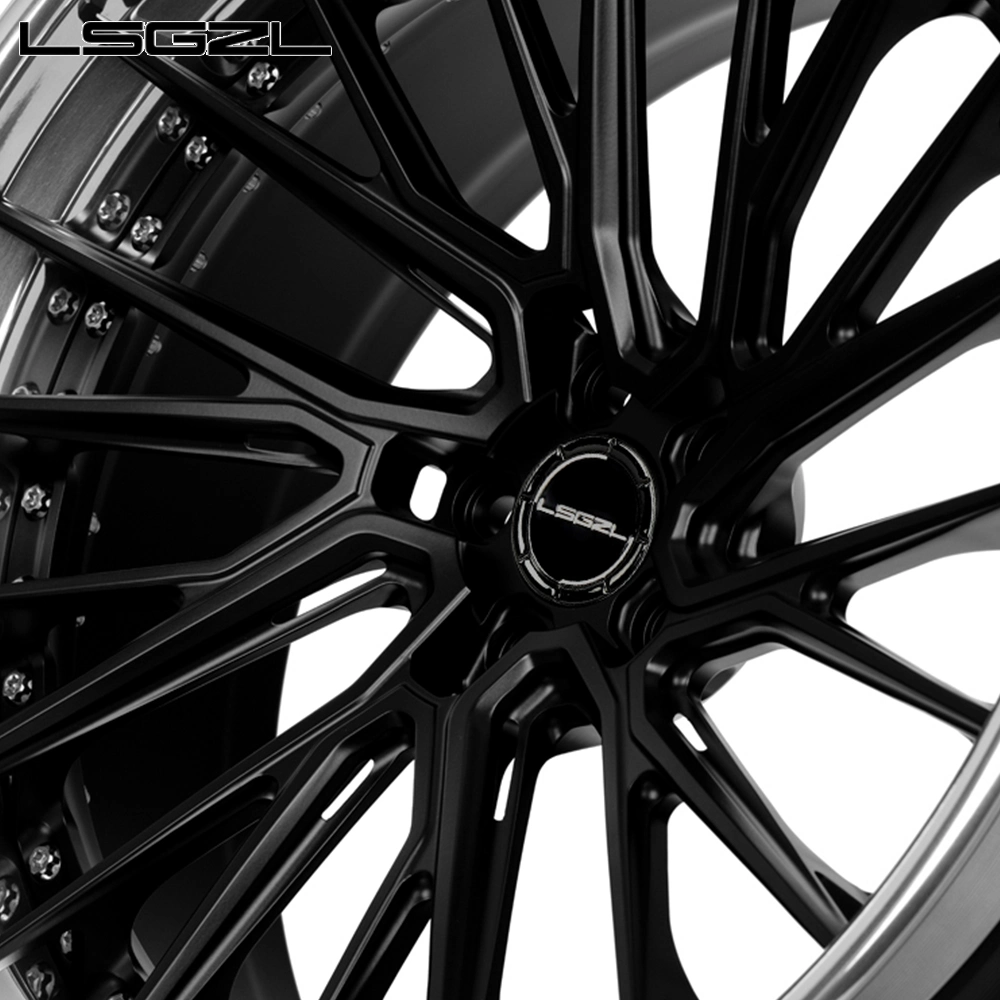 Jantes forjadas personalizadas de 2 peças com rebordo cromado Black Spokes para BMW Benz