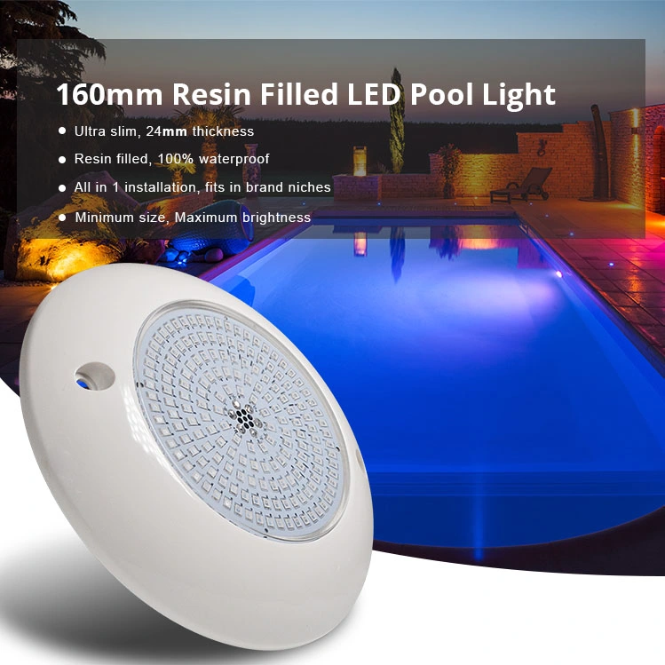 Hotook Fabricante PC Single Color PAR56 15W Submarino Control remoto 12V IP68 Rellenadas de resina de superficie montada luces sumergibles de piscina