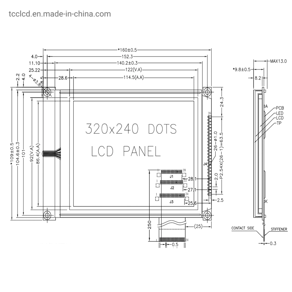 5.7 Inch 320X240 Monochrome Graphic LCD Screen Ra8835 Controller with Touch Screen