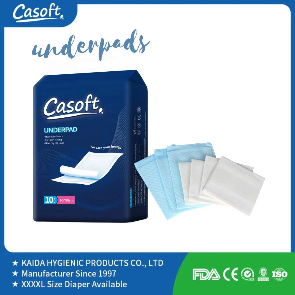 OEM/ODM Super bebé de absorbencia y almohadilla de adulto desechables médicos del Hospital cama Underpad elástico con adhesivo