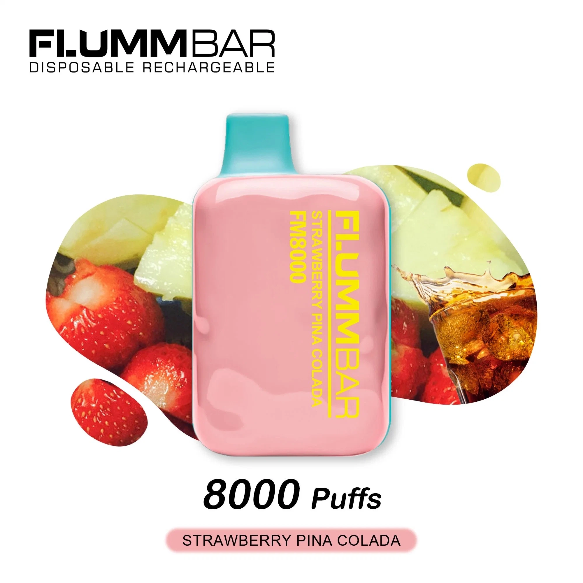 100% Original Fluum Bar 8000 Puffs Security Code Electronic Cigarettes Rechargeable 650mAh Battery Disposable Vape Pen 13ml 0% 5% 2% Factory Price