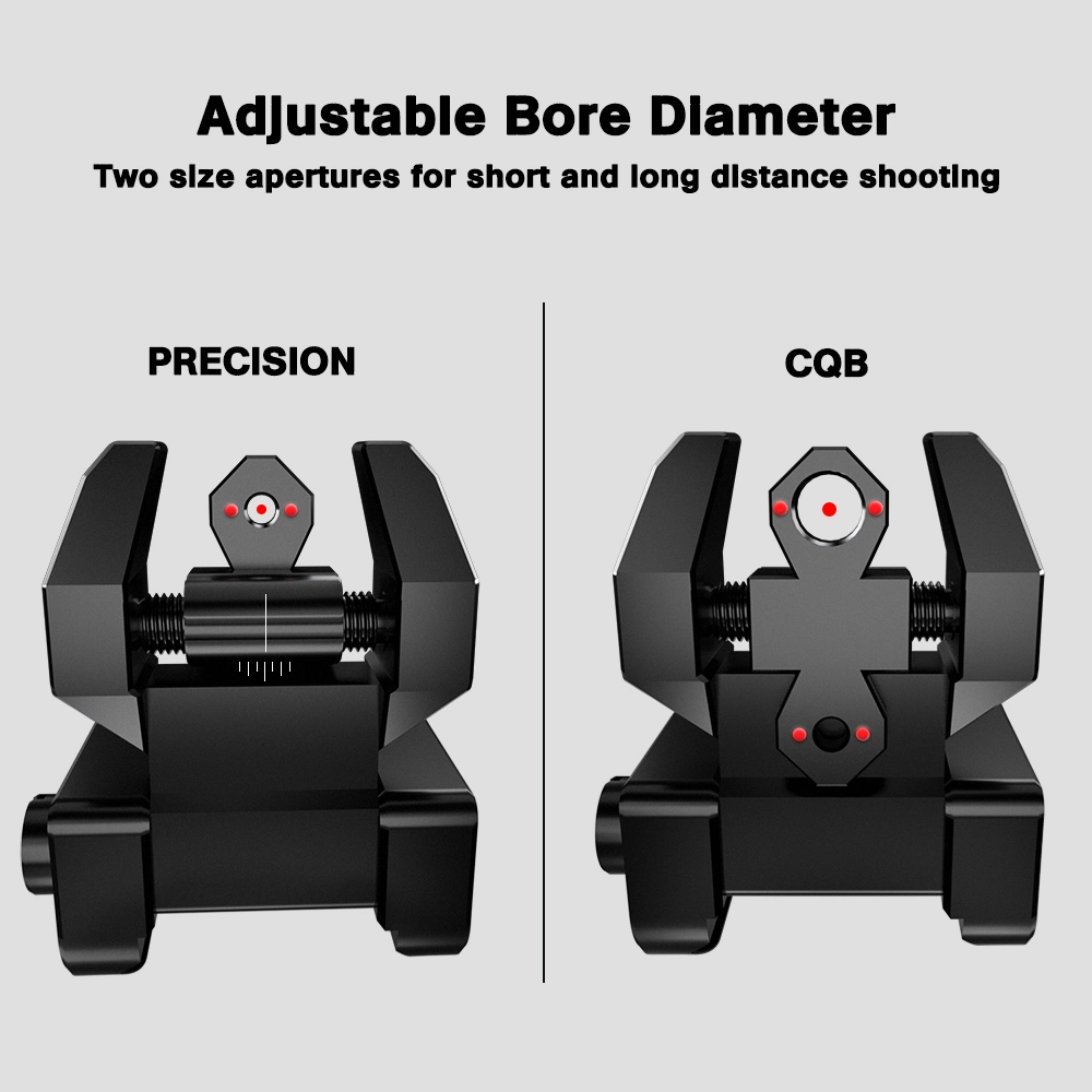 Flip up Sights Flip-up Front and Rear Fiber Optics Sight with Red and Green Dots Compatible with Picatinny and Weaver Rail