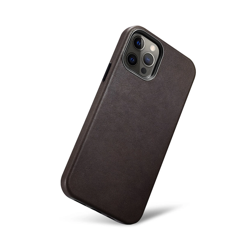 Coque de téléphone en cuir marron vintage avec recharge sans fil personnalisée pour iPhone