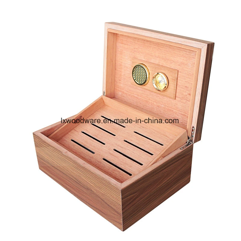 L'artisanat en bois marron finition piano Humidor Cigar Box