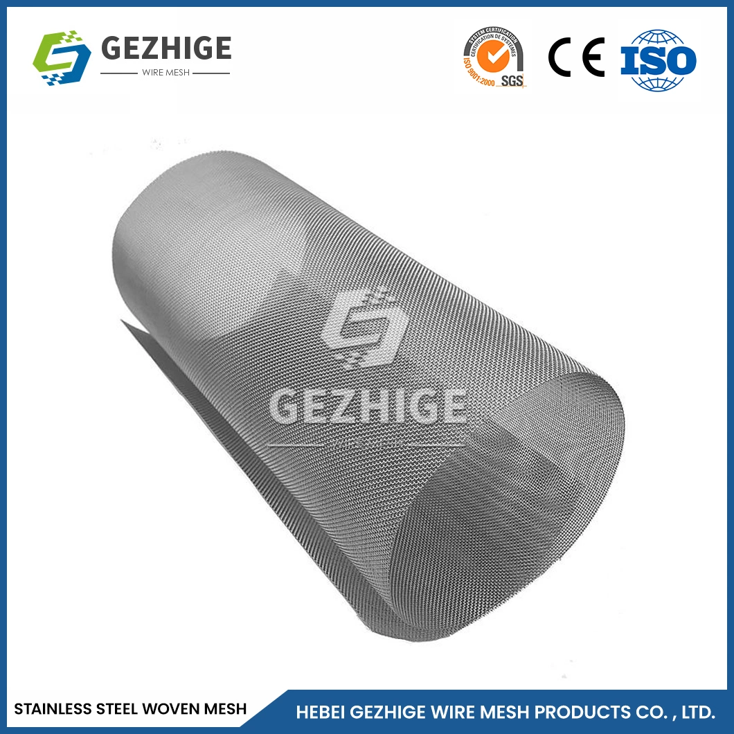 Gezhige Stainless Steel Mesh 150 Micron Screen Manufacturing China Green Chicken Wire Fence 0.154 Mesh 304 316 Micron Plain Weave Stainless Steel Wire Mesh