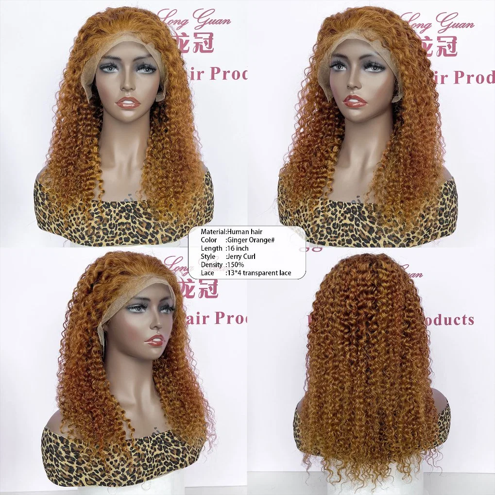 عالية الجودة Ginger Orange Orange جيري كرل 13X4 HD شفافة جبهة الدانتيل البرازيلية الشعر البكر Wigs