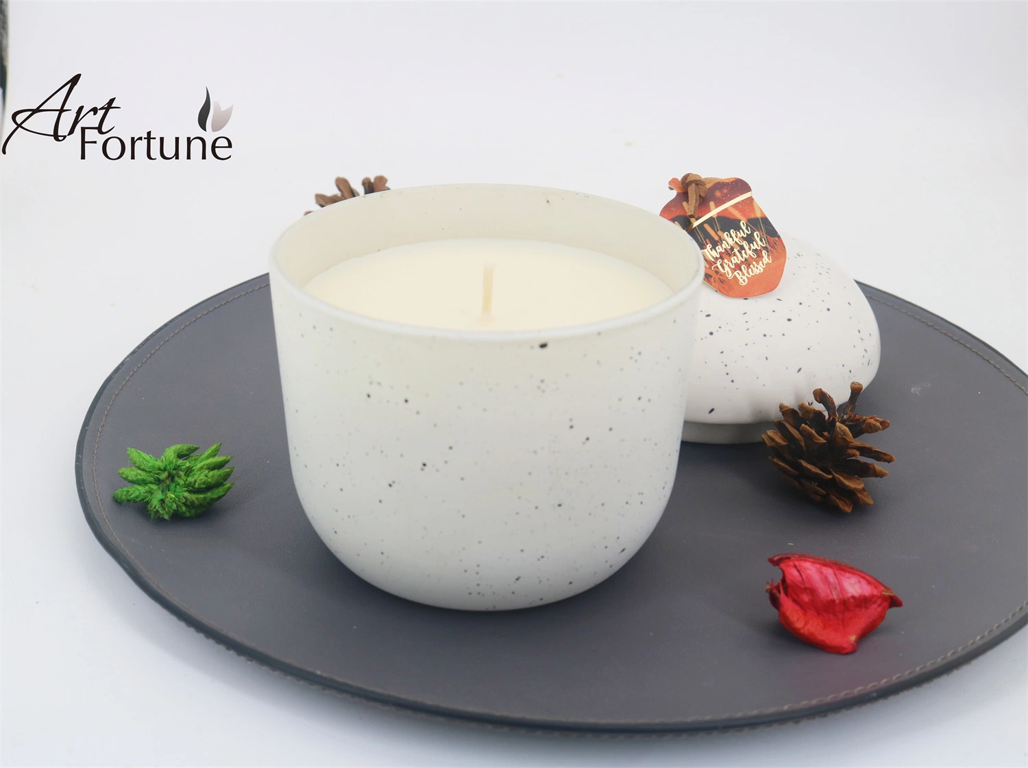 2022 New Design Granary Shape Glass Scented Candle with Ceramic Lid