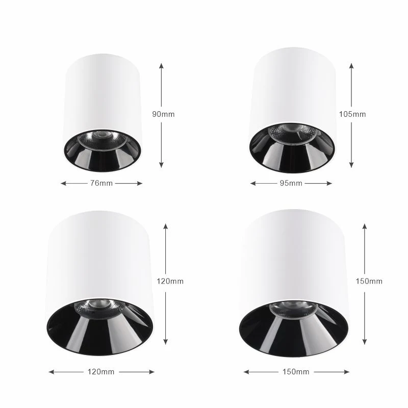 Black White LED Interior Lighting Round COB Surface Mounted LED Down Light