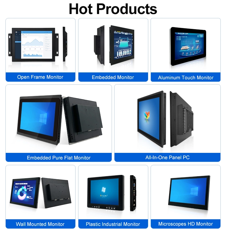 Factory 10.1" 10" Metal Embedded Panel PC Industrial Monitor with Vase Wall Mounted Display HDMI Port