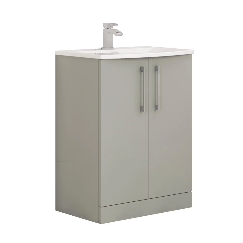 500mm Gloss White 2 Door Floor Standing Vanity Unit with Ceramic Basin