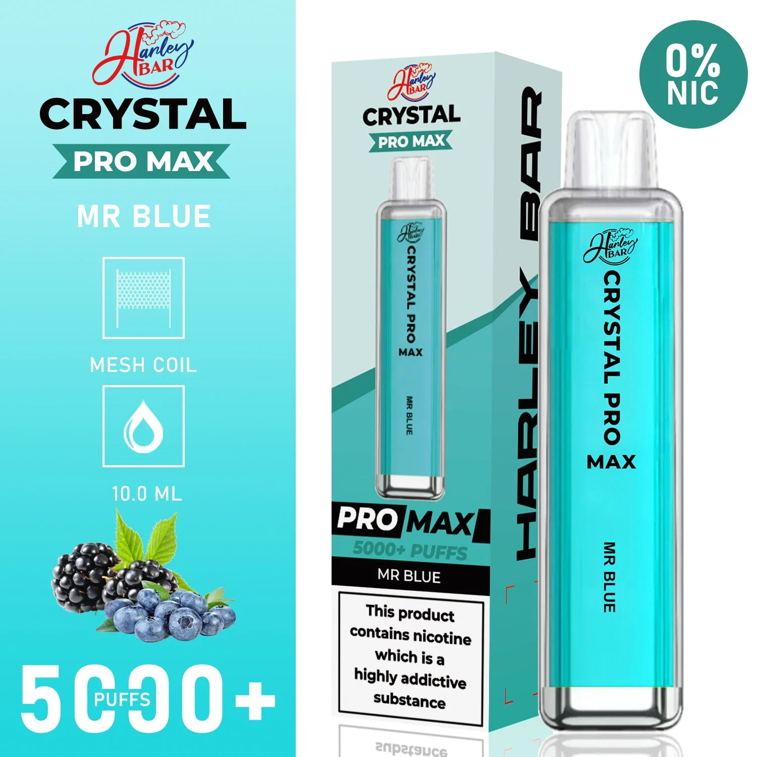 Harleybar Crystal PRO Max 5000 Puffs Wholesale/Supplier I Vape Hayati PRO Max Disposable/Chargeable Vape E Cigarette Puff Shisha Kulx