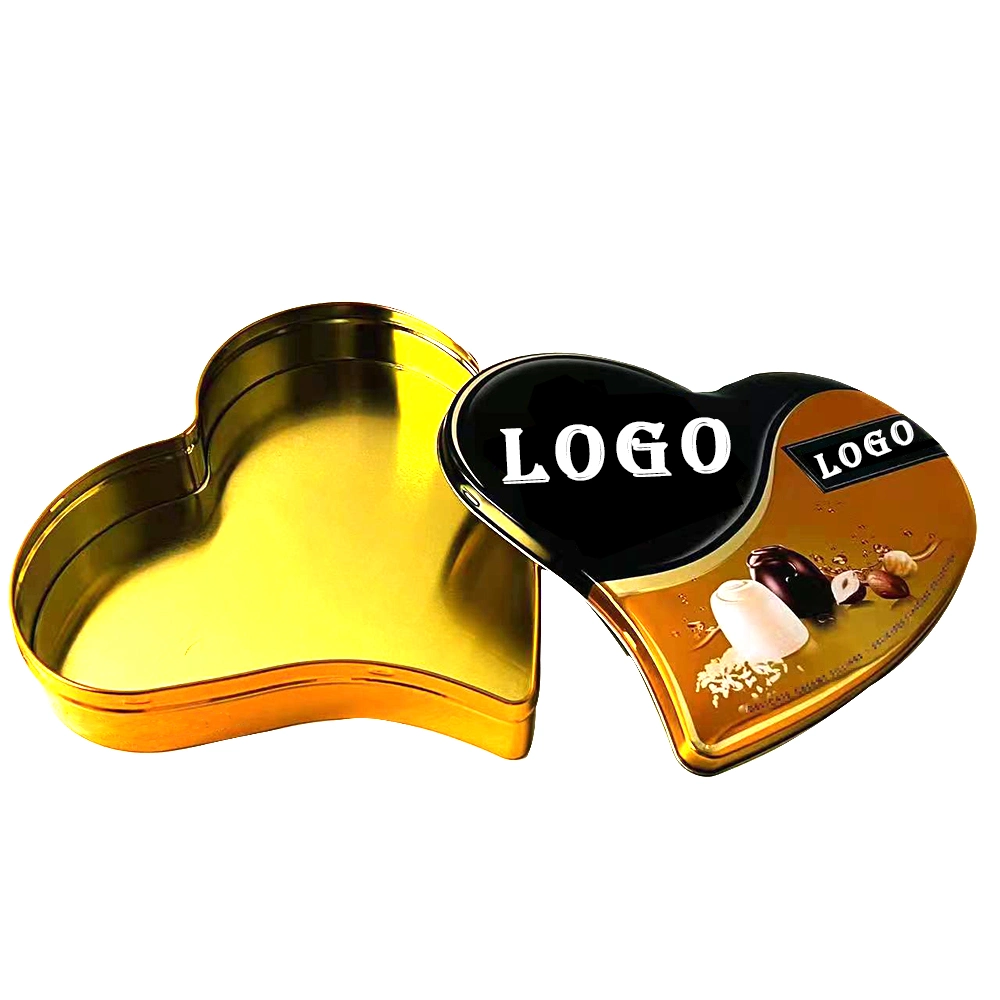 Специальная упаковка Tinplate Valentine Day Black Heart Shaped Metal Box Упаковка продуктов Вold Tin jar