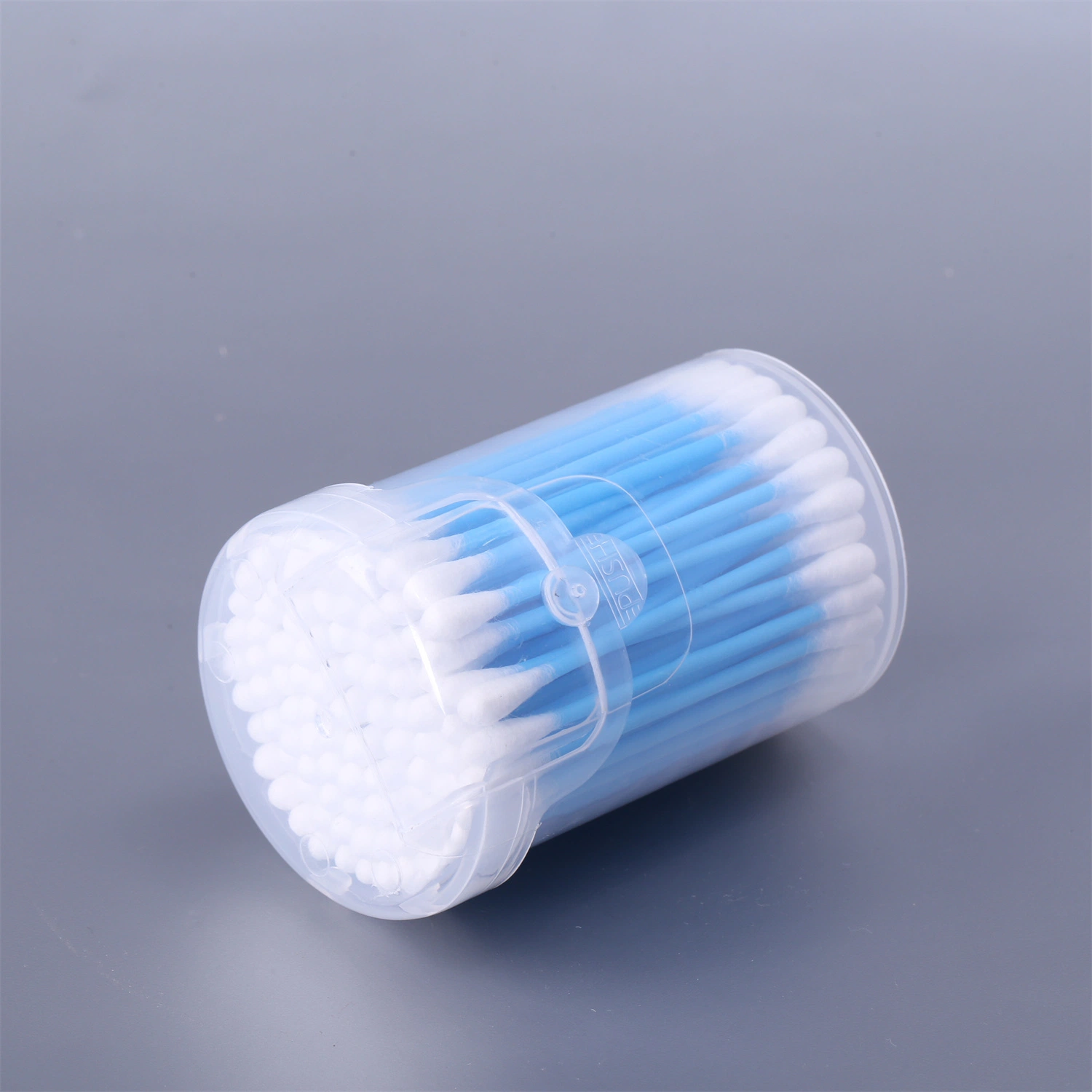 OEM Ear Cleaning Plastic Square Jar Flip Lid 100PCS Rose Pink Blue Cotton Swabs