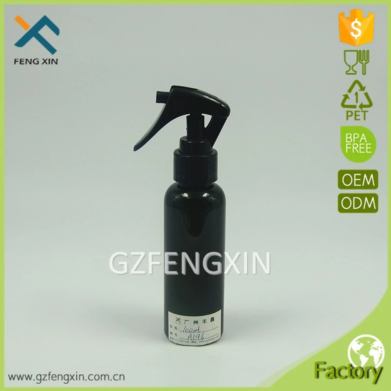 100ml Black Round Pet Plastic Bottle with Handle Trigger Sprayer