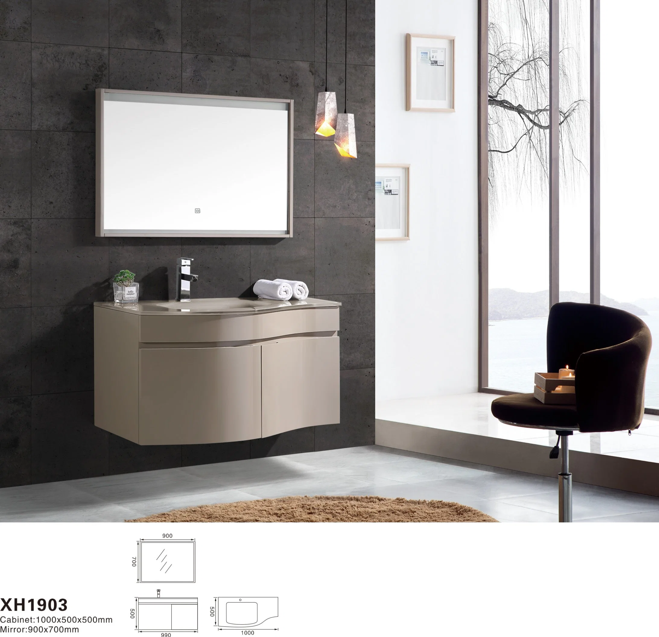 Popular Style MDF Bathroom Cabinet Set with Mirror