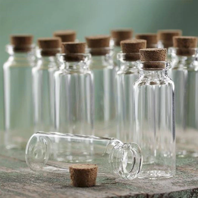 Custom Small Vials Transparent Glass Cork Bottle Jar Test Tube with Cork Top